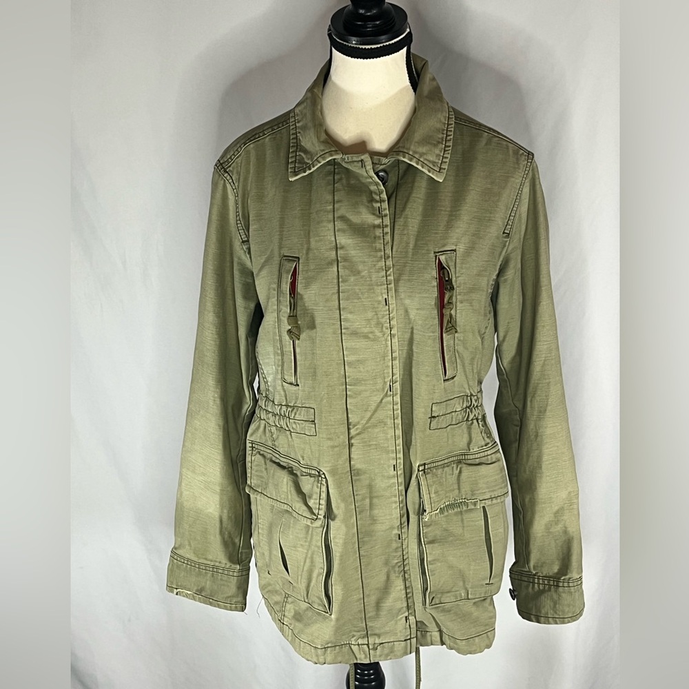 Gap (Red) Faded Olive Field Jacket Style w/Full Snap Closure